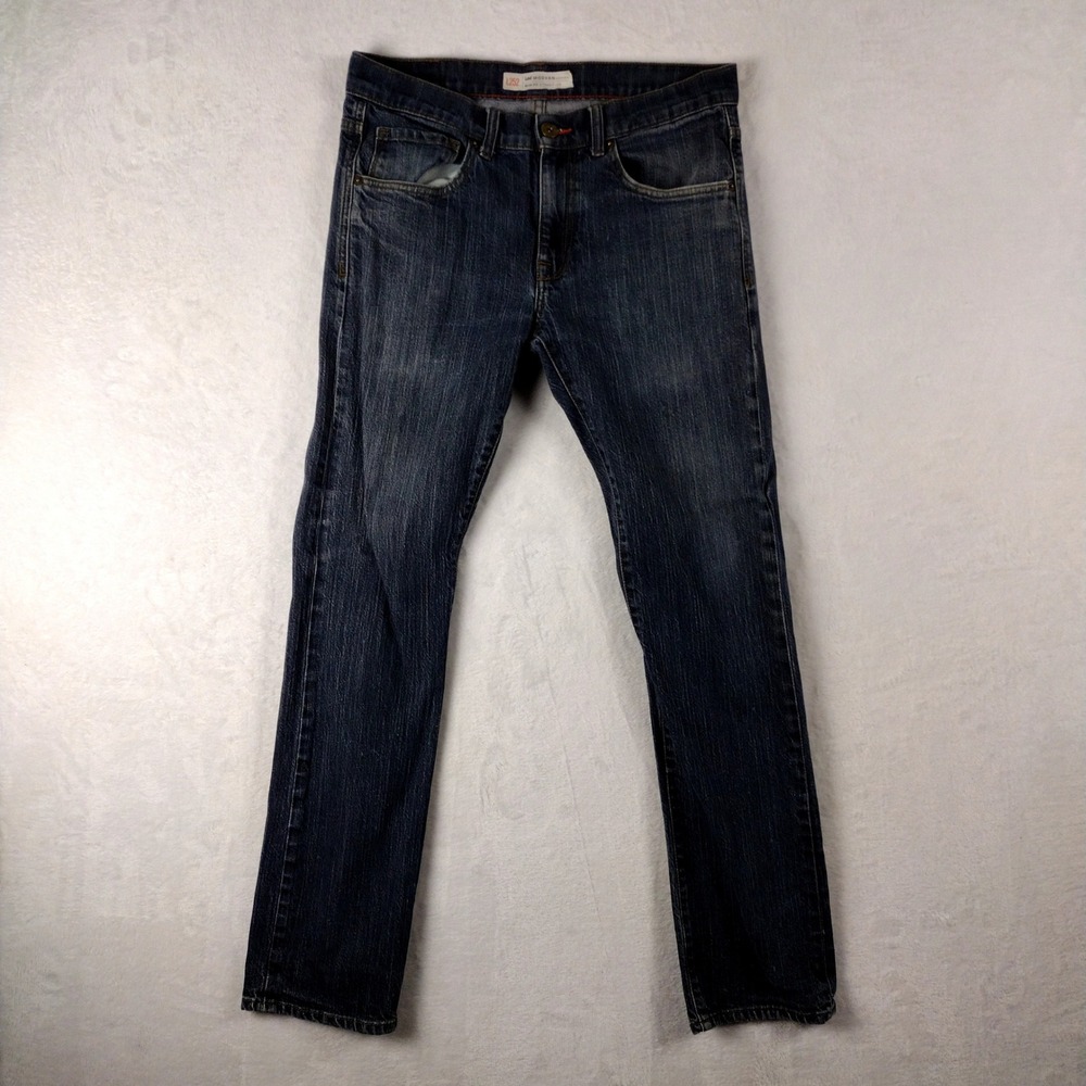 Lee Modern Series L252 Mens Slim Fit Straight Leg Dark Wash Blue Jeans